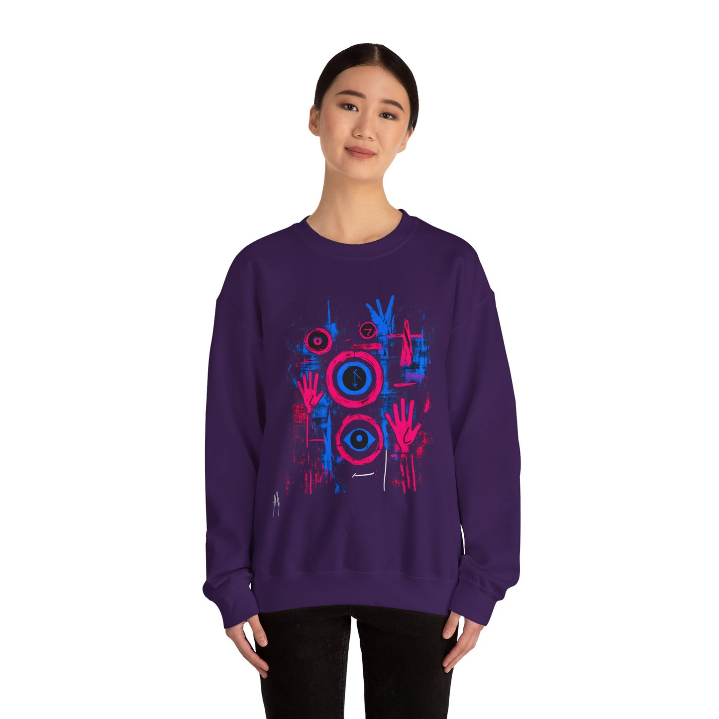 Graphic Abstract Colorful Unisex Crewneck, Minimalist Fashion Street Art
