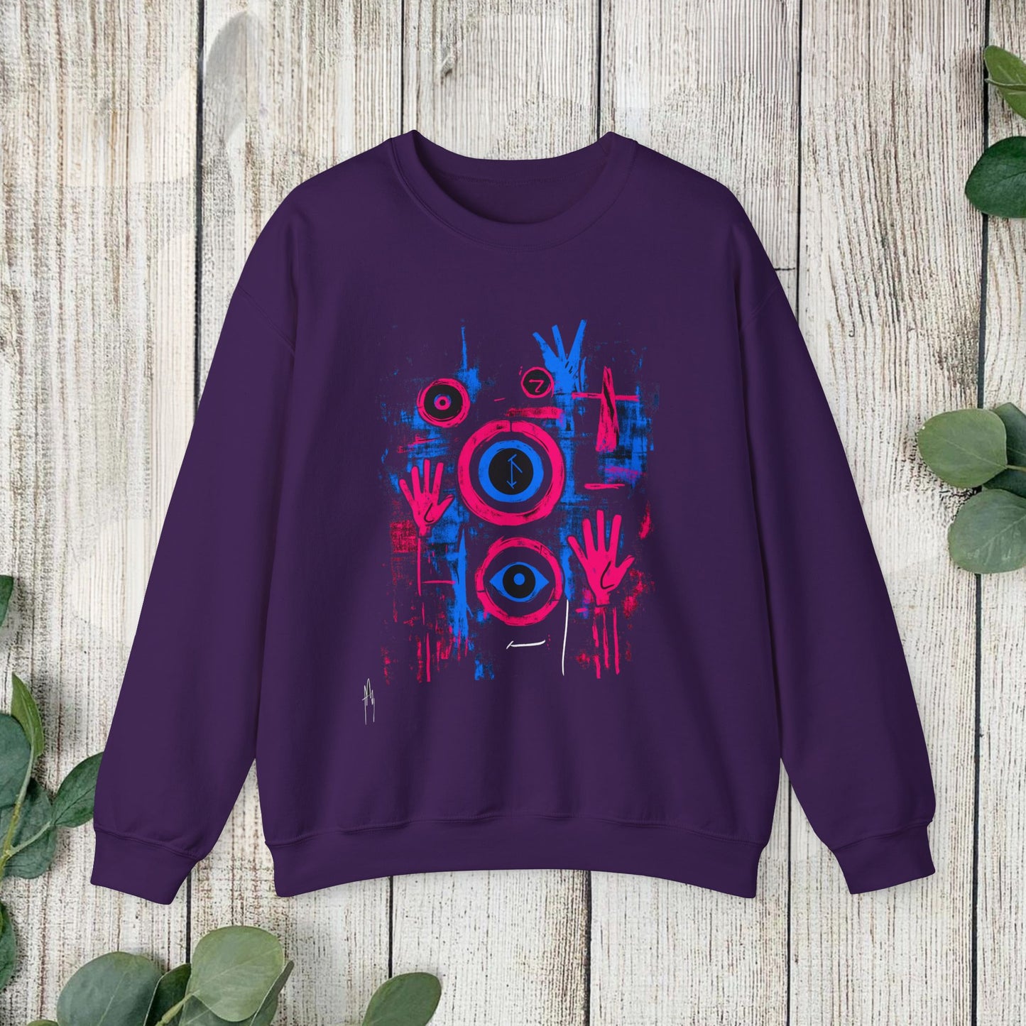Graphic Abstract Colorful Unisex Crewneck, Minimalist Fashion Street Art