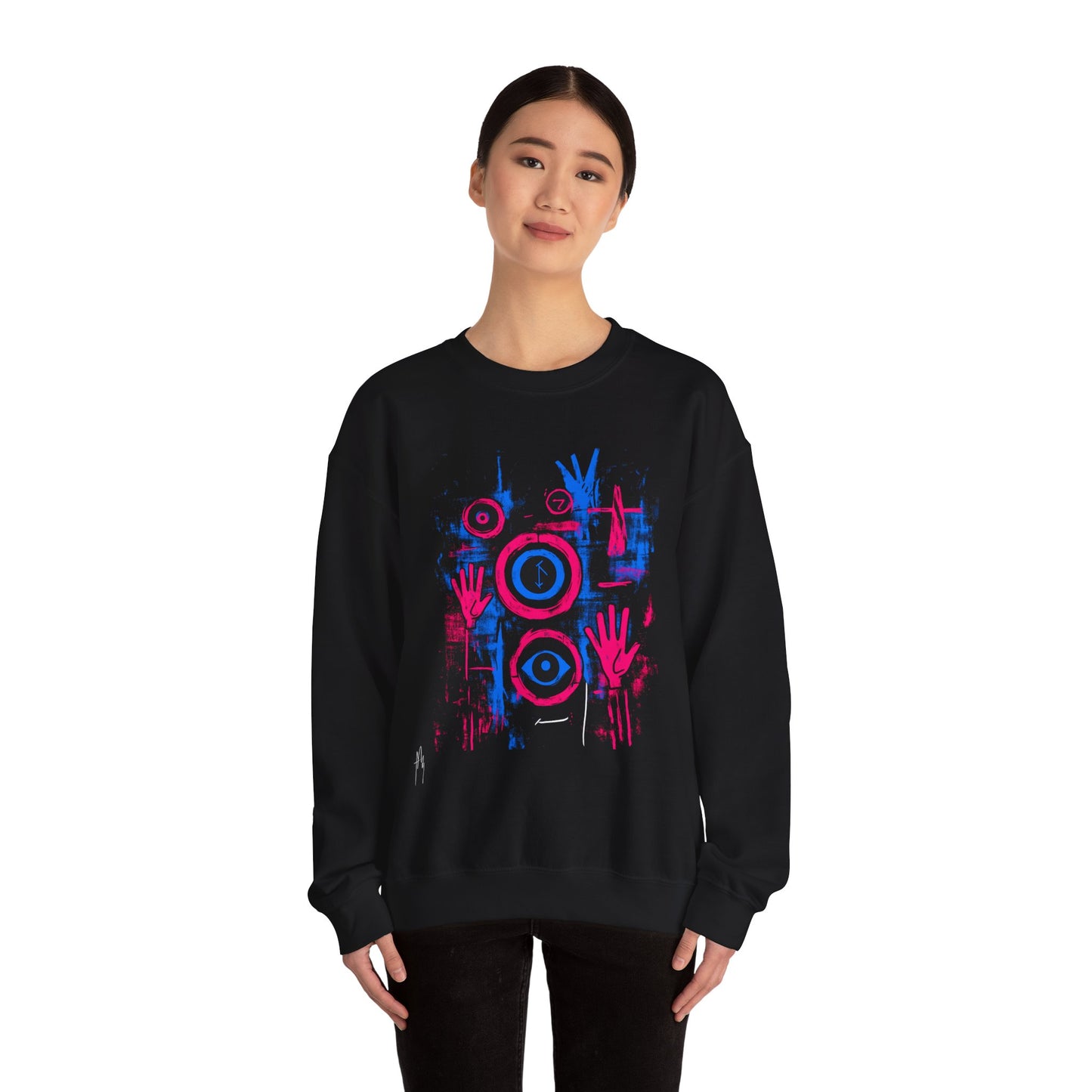 Graphic Abstract Colorful Unisex Crewneck, Minimalist Fashion Street Art