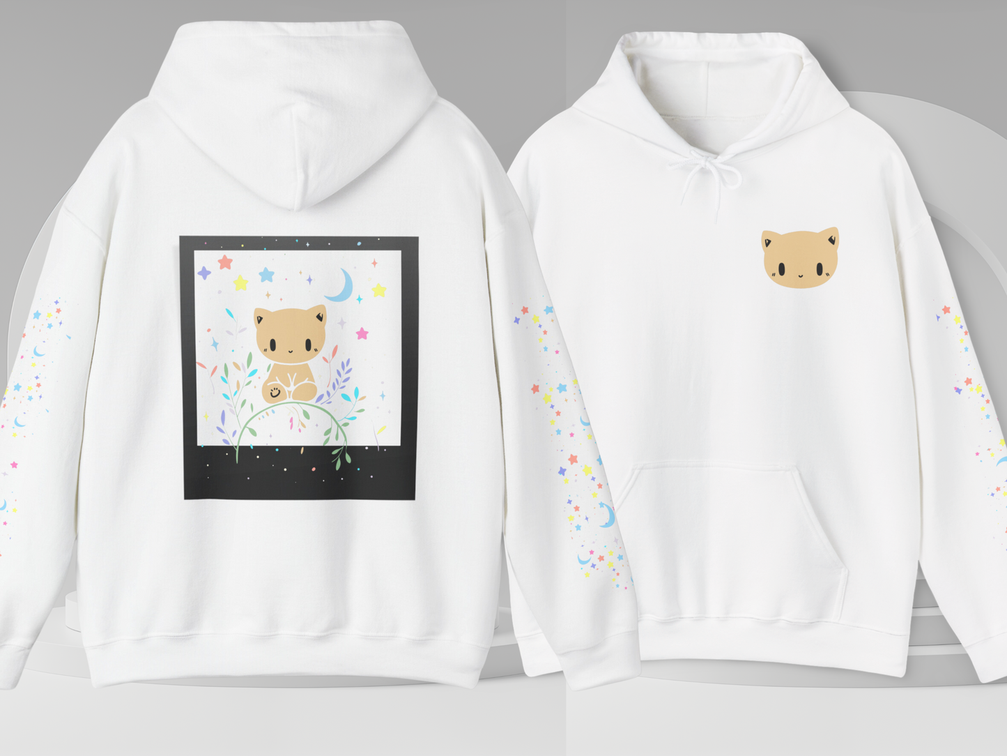 Pocket Kitty Vintage Hoodie, Pastel Kawaii Polaroid Harajuku