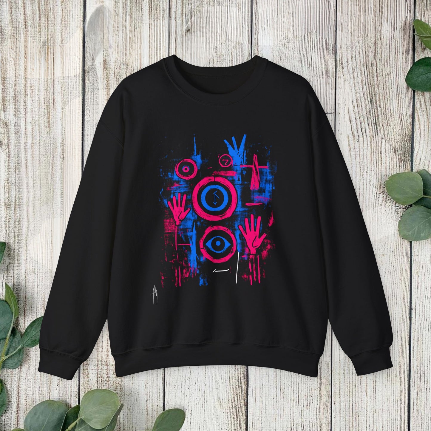 Graphic Abstract Colorful Unisex Crewneck, Minimalist Fashion Street Art