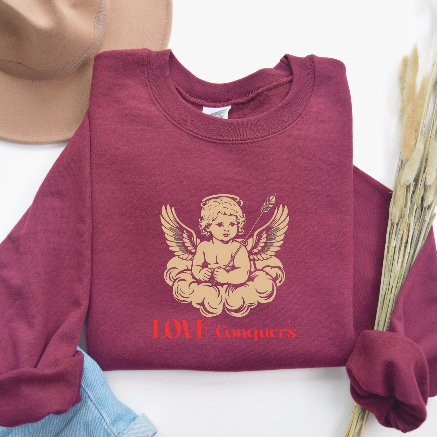 Love Conquers Cherub Sweatshirt - Light Academia
