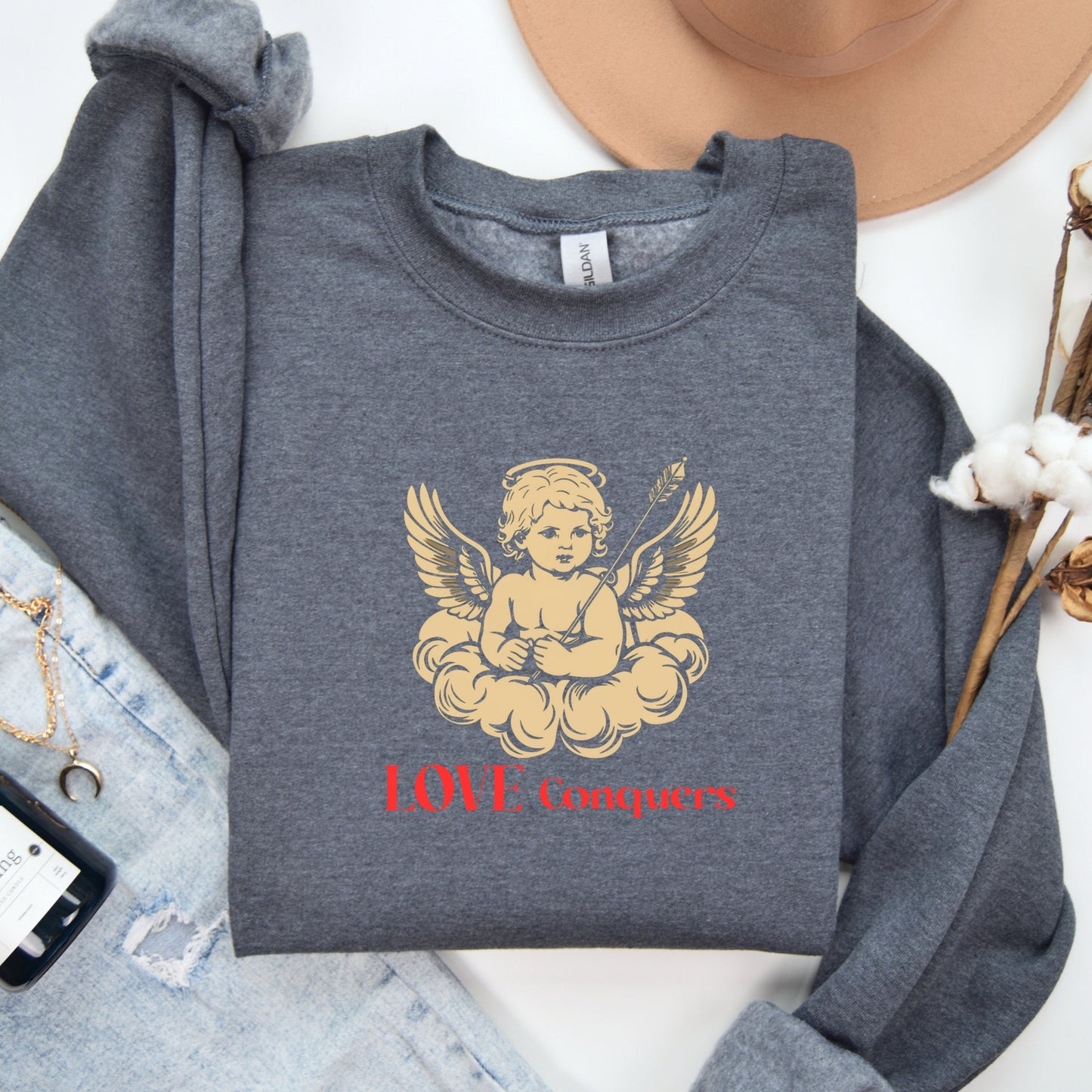 Love Conquers Cherub Sweatshirt - Light Academia