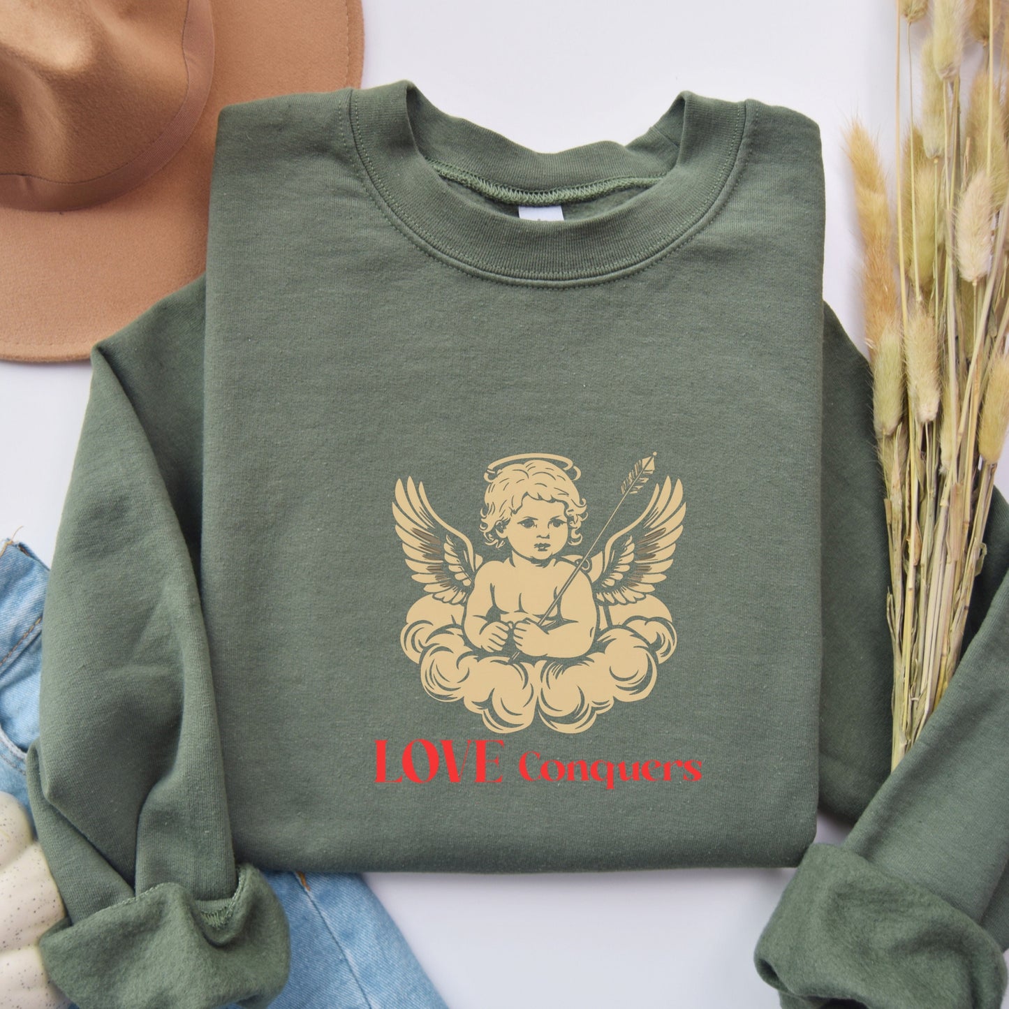Love Conquers Cherub Sweatshirt - Light Academia