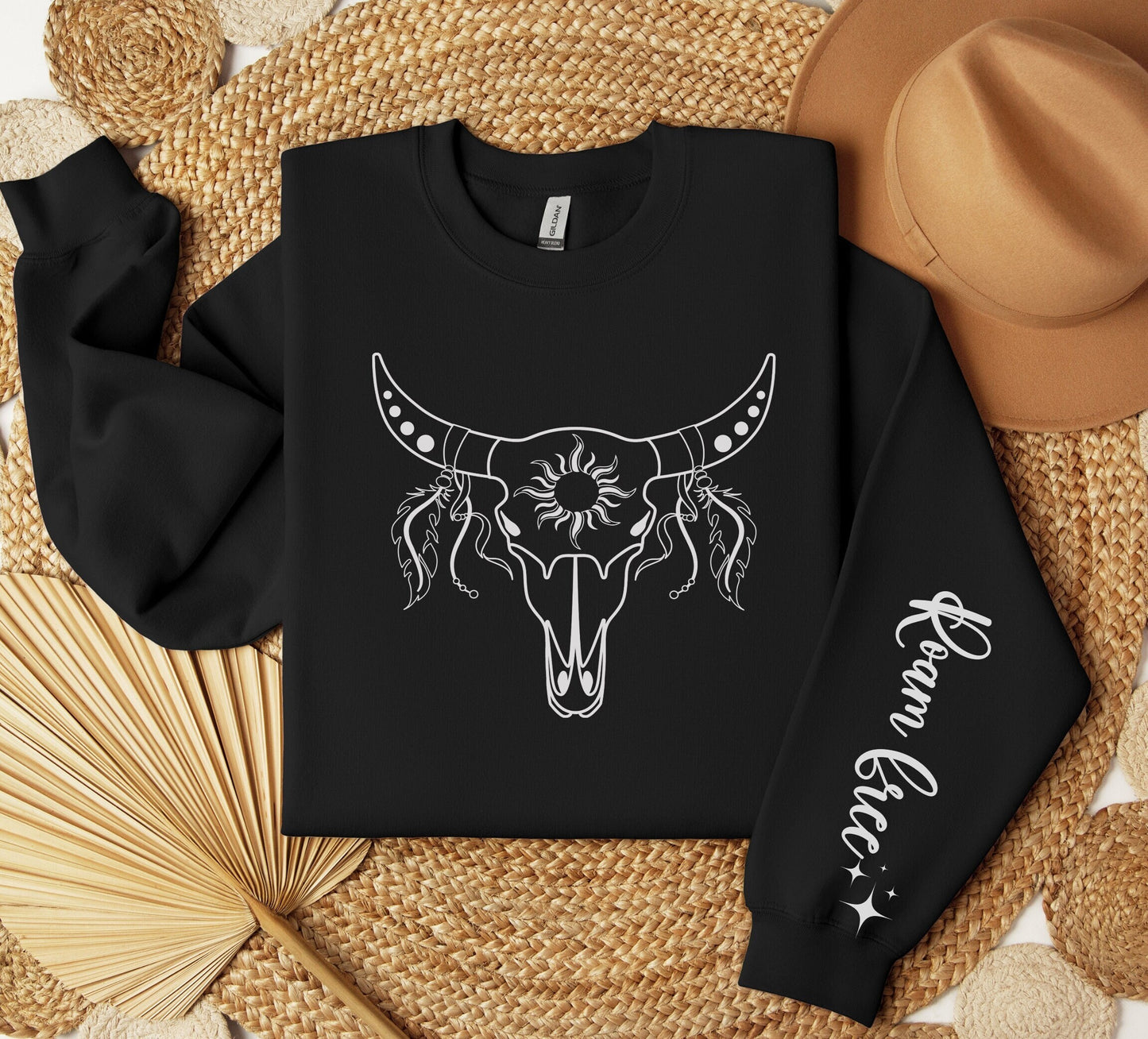 Roam Free Boho Cow Skull Sweatshirt