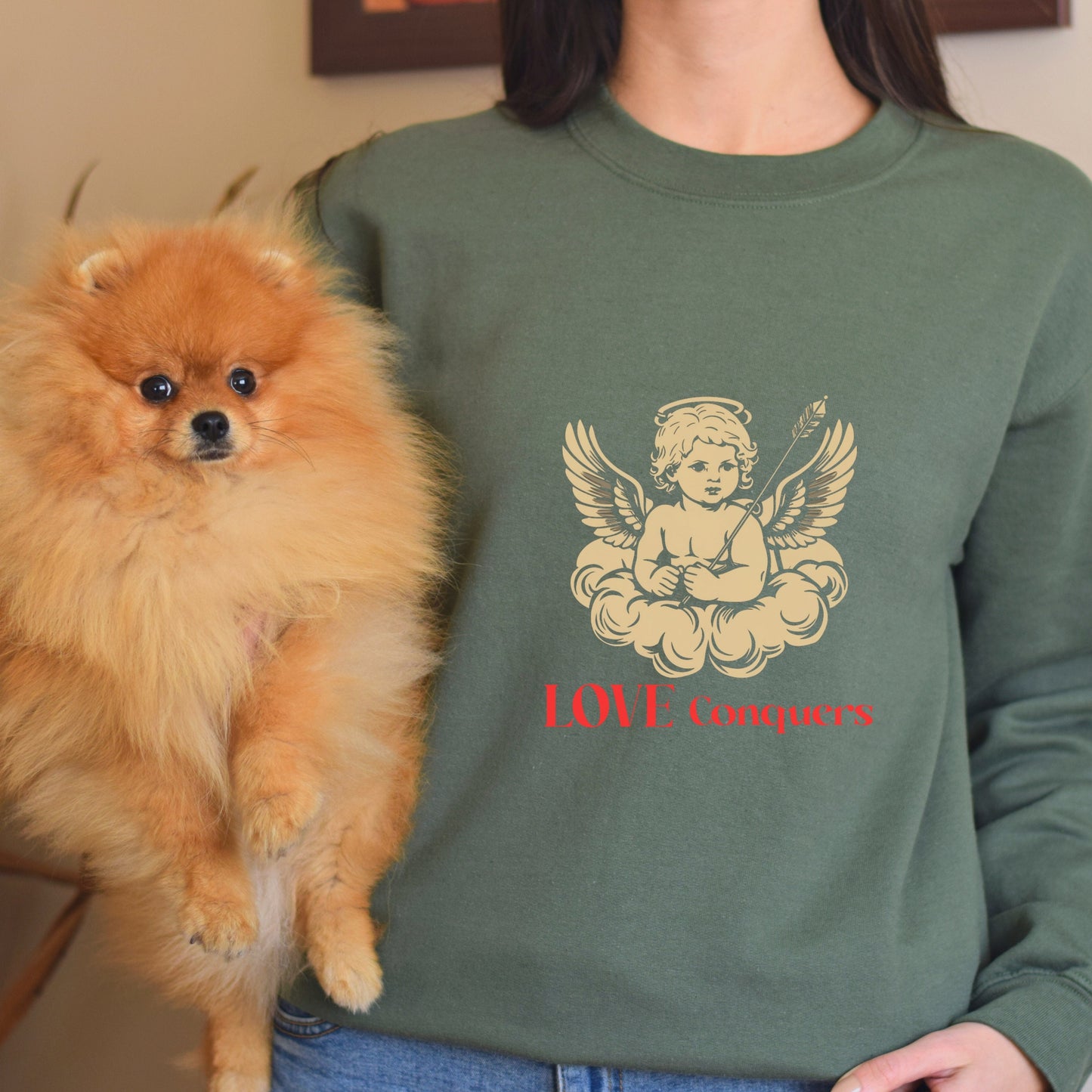Love Conquers Cherub Sweatshirt - Light Academia