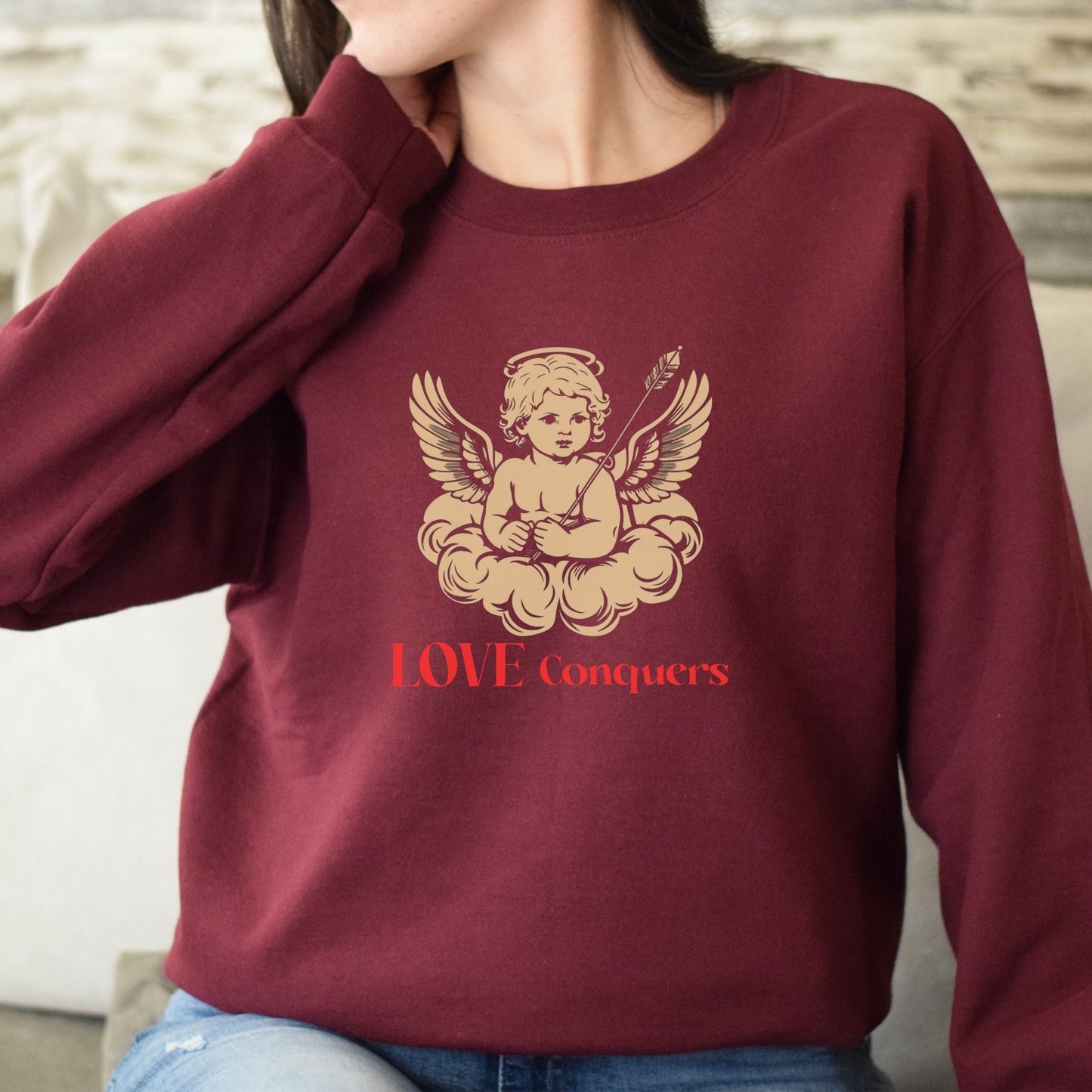 Love Conquers Cherub Sweatshirt - Light Academia