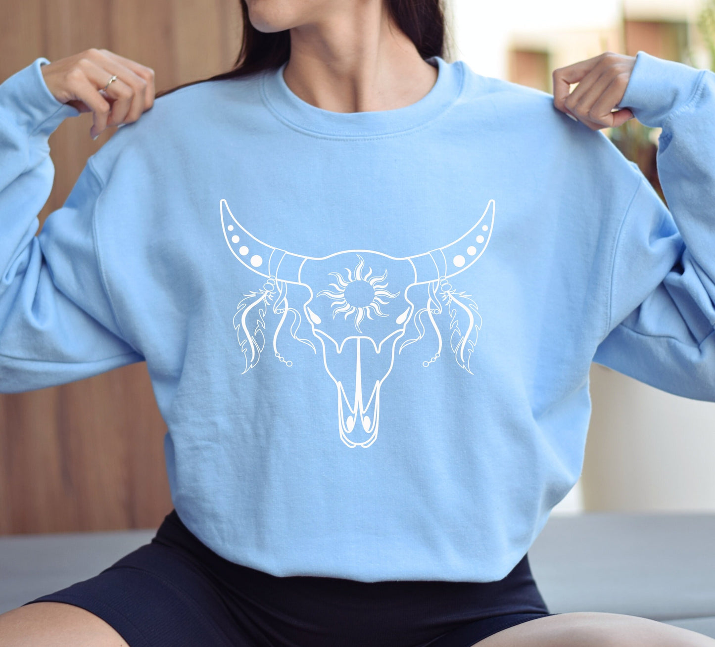 Roam Free Boho Cow Skull Sweatshirt