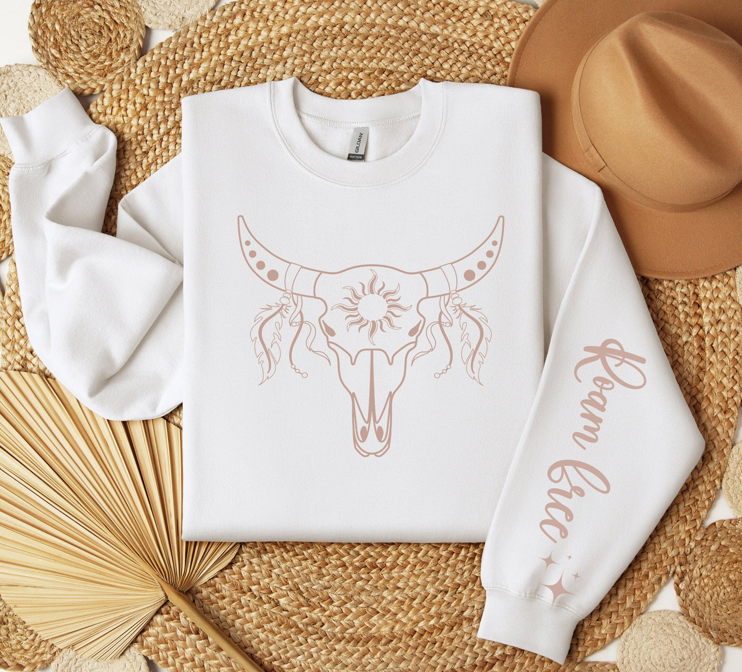 Roam Free Boho Cow Skull Sweatshirt
