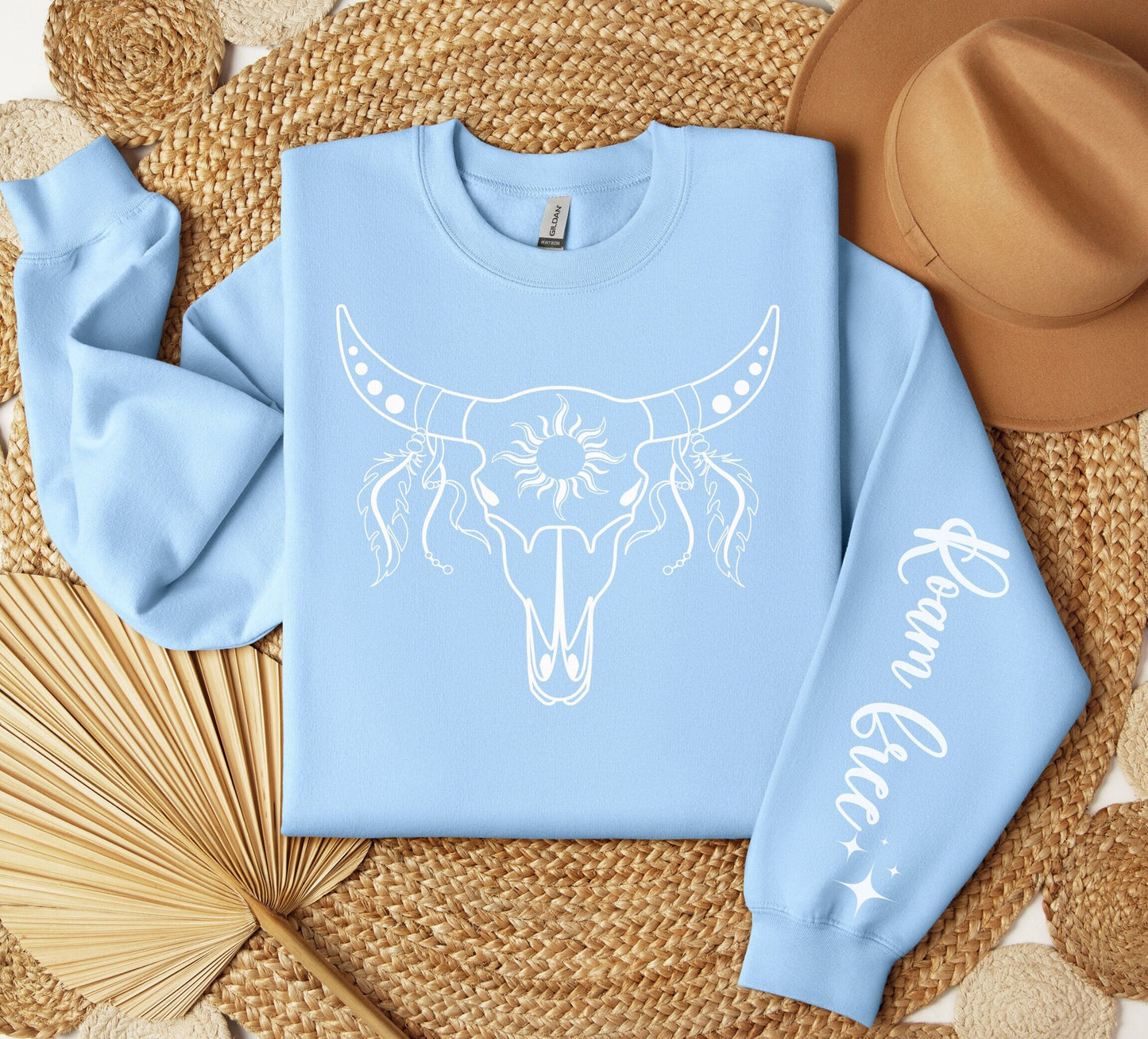 Roam Free Boho Cow Skull Sweatshirt