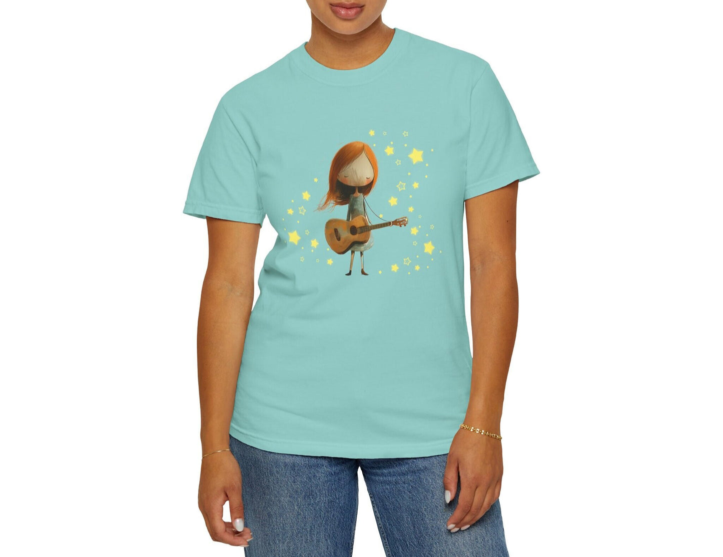 Guitar Girl Pop Art Shirt - Coquette VSCO Rockstar Design