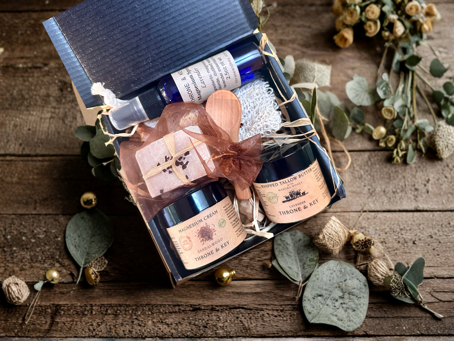 Father's Day Organic Spa Gift Box – Tallow Body Butter, Magnesium Sandalwood Cream & Body Spray
