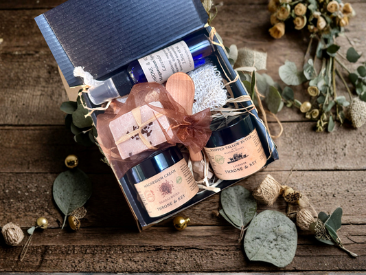 Father's Day Organic Spa Gift Box – Tallow Body Butter, Magnesium Sandalwood Cream & Body Spray