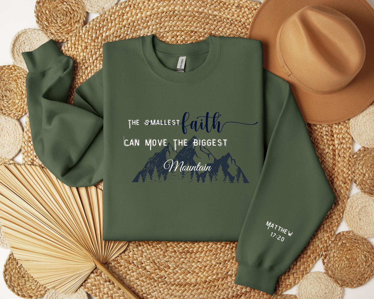 Faith Moves Mountains Sweatshirt -Christian Scripture
