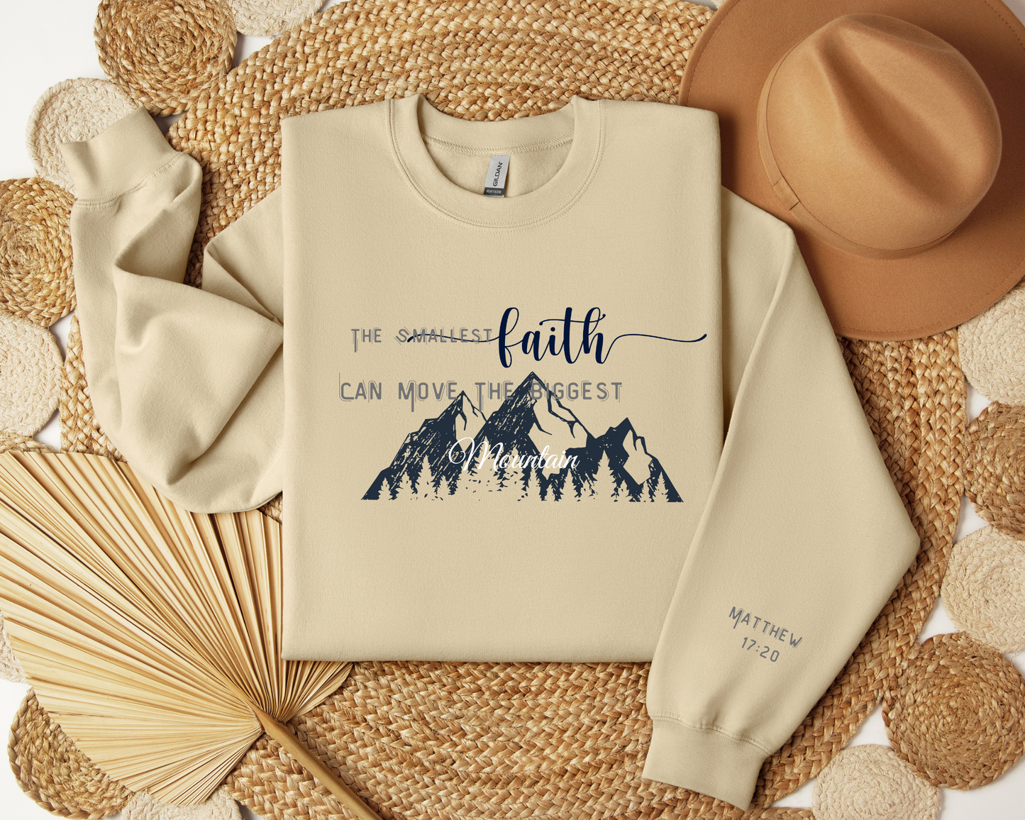 Faith Moves Mountains Sweatshirt -Christian Scripture