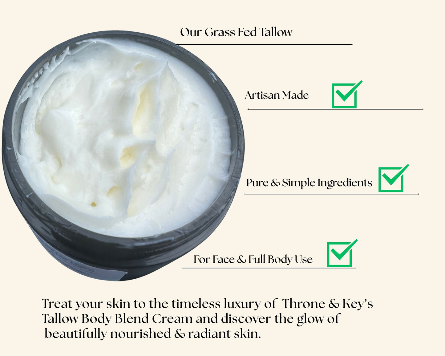 Organic Grass-Fed Tallow Body Cream: Rosehip & Chamomile Hydrating Lotion