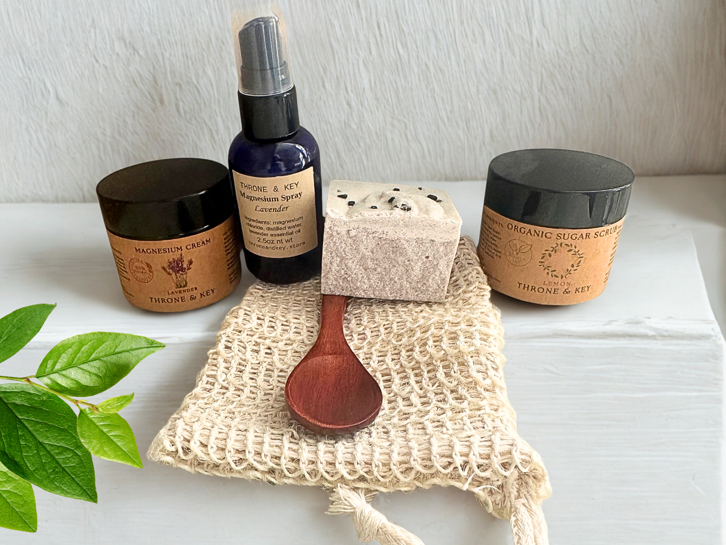 Peace & Pamper Spa Gift Box – Magnesium Lavender Cream |  Organic Sugar Scrub, Salt Soap Wellness Self Care Set