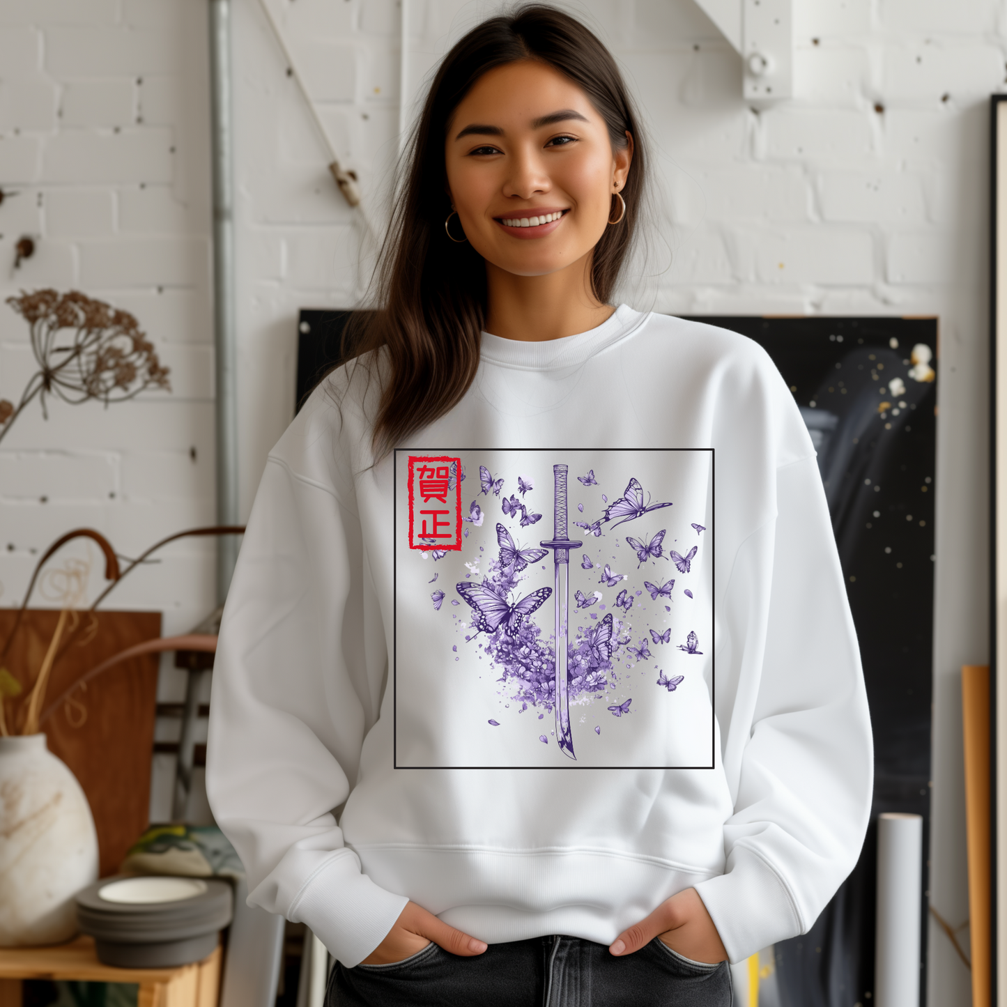 Subtle Japanese Anime Streetwear - Katana Butterfly Sword