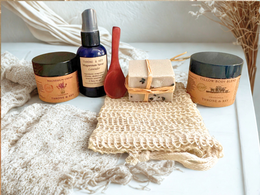 Peace & Pamper Spa Gift Box – Tallow Body Butter, Magnesium Lavender Cream & Body Spray | Relaxation Gift Set, Organic Wellness Self Care Box