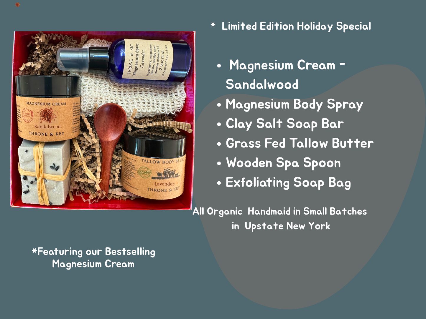 Father's Day Organic Spa Gift Box – Tallow Body Butter, Magnesium Sandalwood Cream & Body Spray