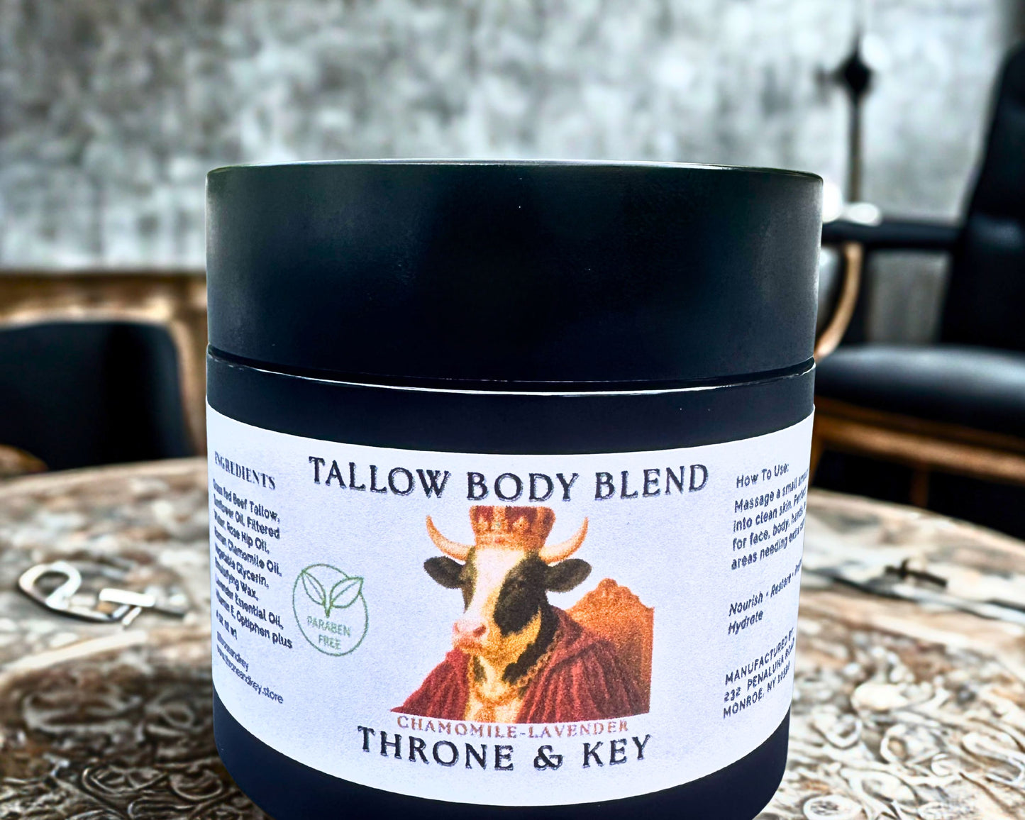 Organic Grass-Fed Tallow Body Cream: Rosehip & Chamomile Hydrating Lotion