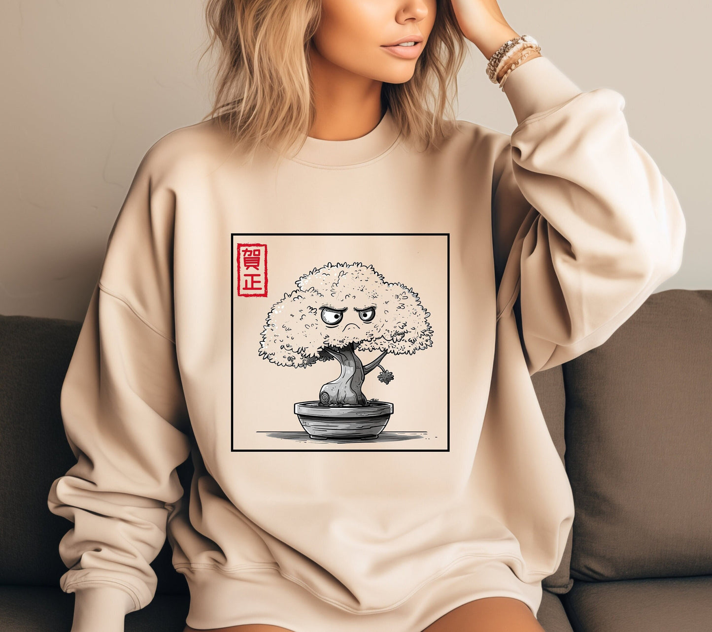 Grumpy Bonsai Tree Anime Crewneck