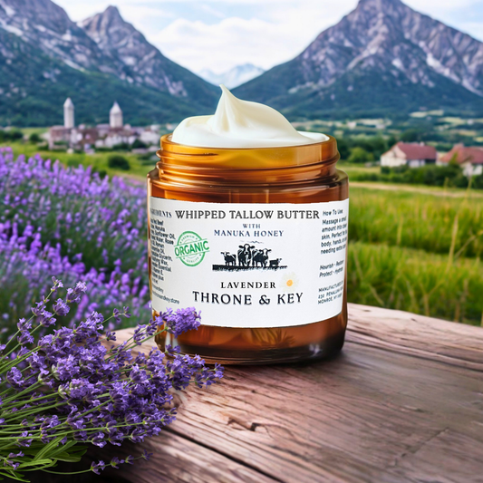 Organic Grass-Fed Tallow Body Cream: Manuka Honey,  Rosehip & Chamomile Hydrating Lotion